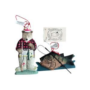 Vintage Midwest Importers Fisherman & Fish Christmas Ornaments Hunting